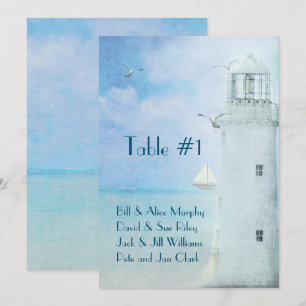 Invitación faro número de tabla boda