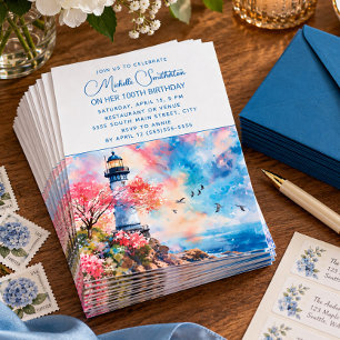 Invitación Faro Oceánico Náutico Cumpleaños 100