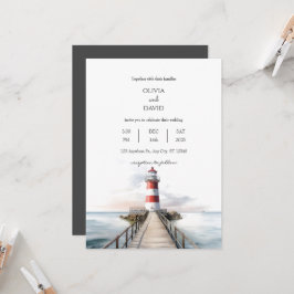Invitación Faro Pier Boda Náutico Scenerable Oceánico