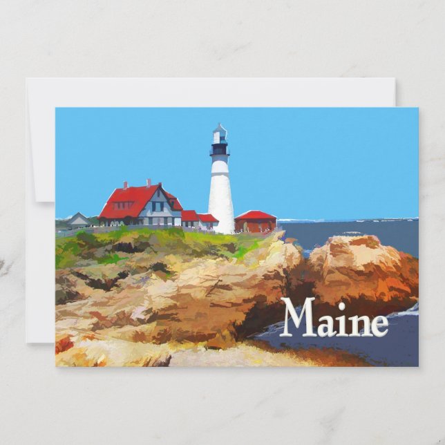 Invitación Faro principal Maine de Portland (Anverso)