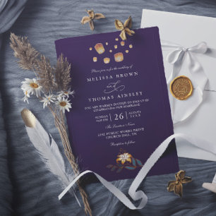 Invitación Faroles Enredados Elegantes Boda Chic Moderna