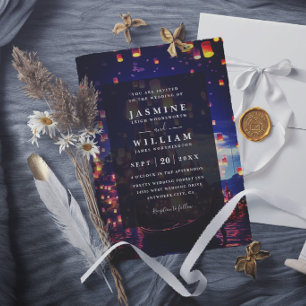 Invitación Faroles Enredados Elegantes Boda Chic Moderna