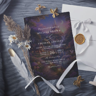 Invitación Faroles Enredados Elegantes Boda Código QR Moderno