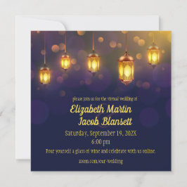 Invitación Faroles fanáticos en un Boda virtual morado