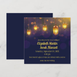 Invitación Faroles fanáticos en un Boda virtual morado