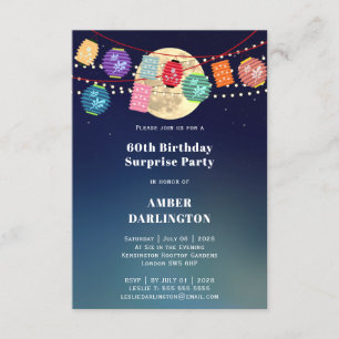 Invitación Faroles y fiesta de cumpleaños con luz luna