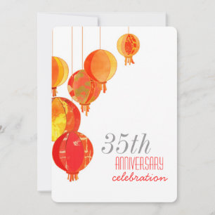 Invitación Farolillos Rojos de Papel 35 Aniversario de Boda