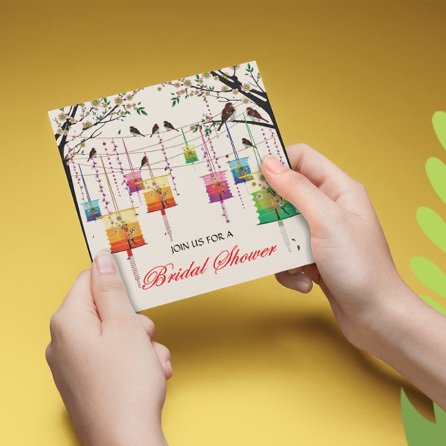 Invitación Farolitos Aves de Árbol de cerezo Ducha Nodal Prim (Subido por el creador)