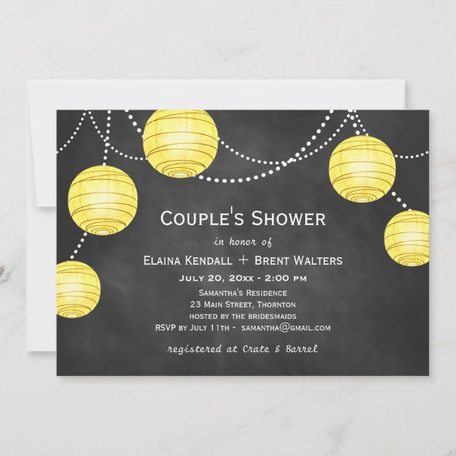 Invitación Farolitos en la ducha de la pareja de alk invitan  (Anverso)
