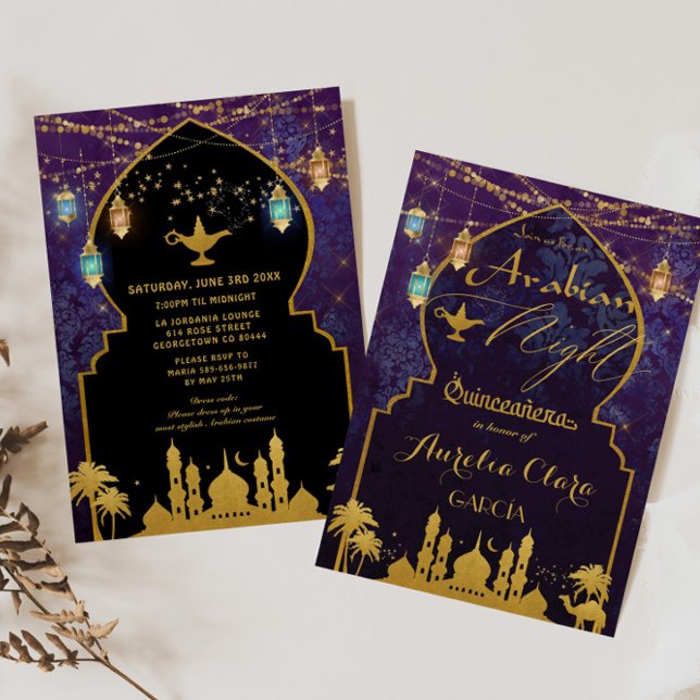 Invitación Farolitos Nocturnos Árabes Exóticos Aladdin Quince (Subido por el creador)