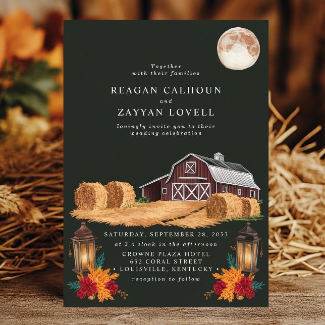 Invitación Farolitos rústicos de granero otoñales Hay Bales B (Subido por el creador)