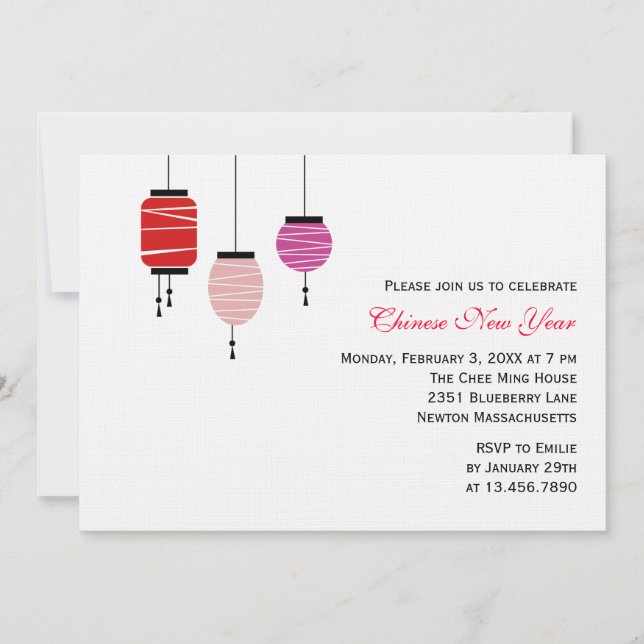 Invitación Faros de Año Nuevo Chino (Anverso)