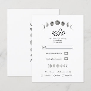 Invitación Fases de la Luna Blanca Acuarela RSVP de Boda Mini