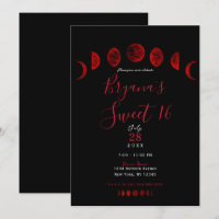 Fases de Luna Negra Rojo Oscuro Gótico Dulce 16 Cu