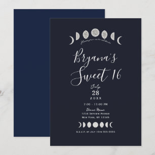 Invitación Fases Lunares Astrología Azul Celestial Dulces 16