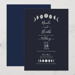 Invitación Fases Lunares Astrología Celeste Boda Azul