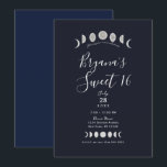 Invitación Fases Lunares Azul Astrología Celestial Dulces 16<br><div class="desc">Personaliza para cualquier evento</div>
