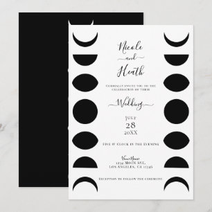 Invitación Fases Lunares Ciclos Boda en Blanco y Negro