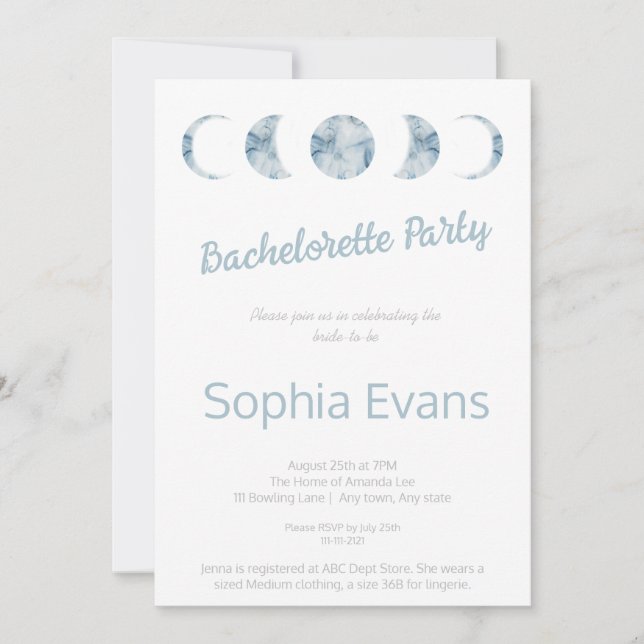Invitación Fases minimalistas de la luna (Anverso)