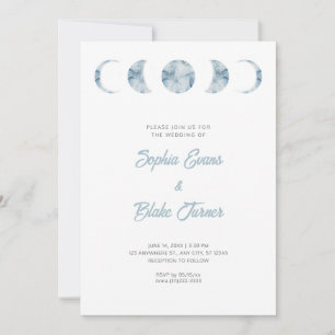 Invitación Fases minimalistas de la luna Boda azul celestial