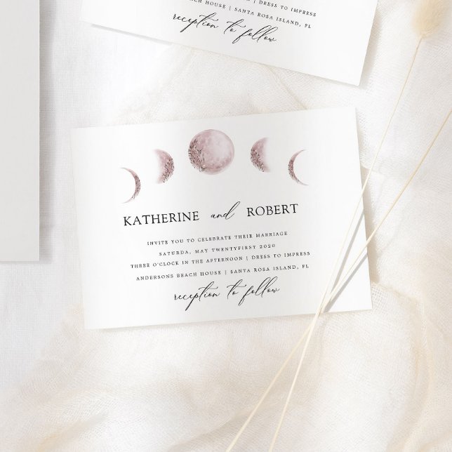 Invitación Fases místicas de la luna Boda rosa Rubor (Subido por el creador)