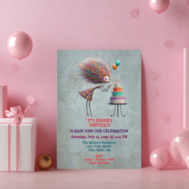 Invitación Fashiable y caprichoso Chica de cumpleaños (Subido por el creador)