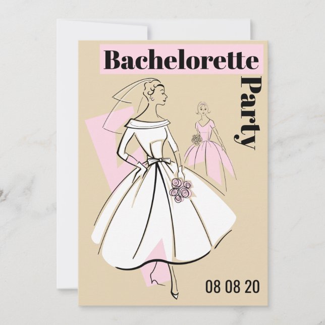 Invitación Fashion Bride Neutral Group Bachelorette Party (Anverso)