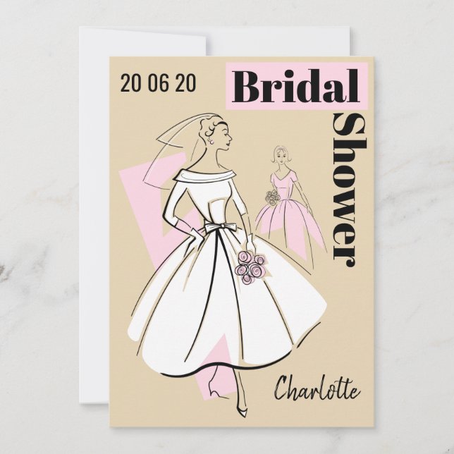 Invitación Fashion Bride Neutral Group Bridal Shower (Anverso)