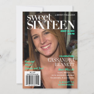 Invitación Fashion Magazine Turquoise Sweet Dieciséis Fiestas