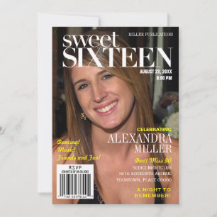 Invitación Fashion Magazine Yellow Sweet Dieciséis Fiestas