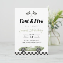 Invitación Fast and Five 5th Birthday Vintage Race Car 