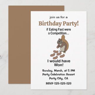Invitación Fast Eating Squirrel Funny Birthday Party