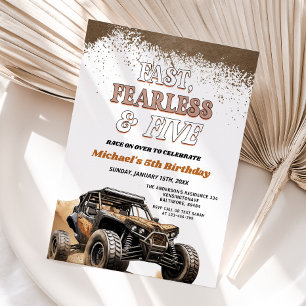 Invitación Fast Fearless y Five Muddy ATV Boy 5 cumpleaños