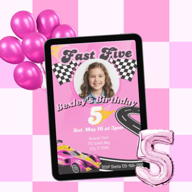Invitación Fast Five, Picture Pink Racing quinto cumpleaños (Subido por el creador)