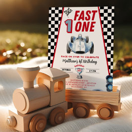 Invitación Fast One 1st birthday Boy Racing Car Invitation