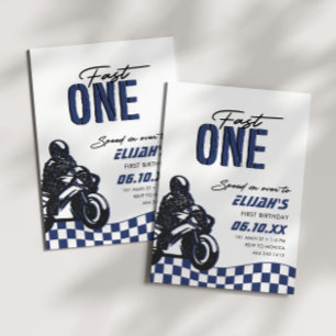 Invitación Fast One Boys 1ᵉʳ Motocross Dirt Bike Cumpleaños
