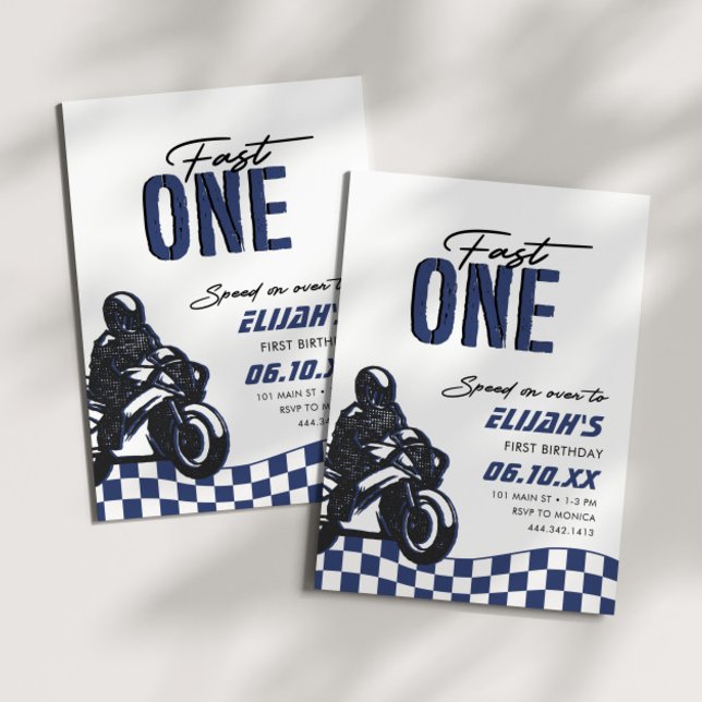 Invitación Fast One Boys 1ᵉʳ Motocross Dirt Bike Cumpleaños (Subido por el creador)