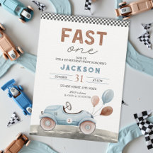 Fast One Carreras Car Blue Boy primer cumpleaños