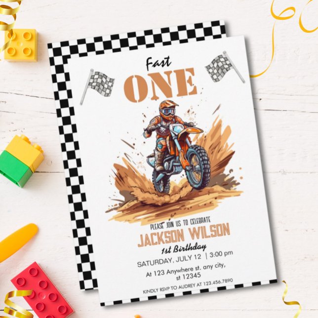 Invitación Fast One Dirt Bike Adventure 1er cumpleaños (Subido por el creador)