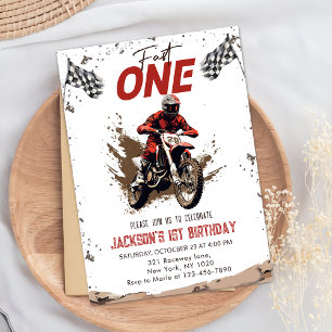 Invitación Fast One Dirt Bike Adventure Primer Fiesta de cump
