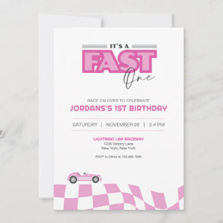 Invitación Fast One First Birthday Race Car Invitation