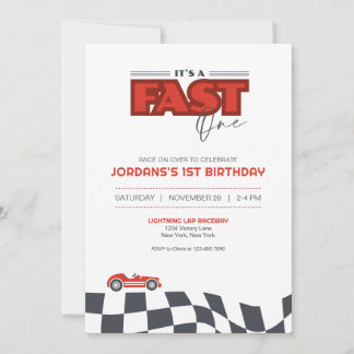 Invitación Fast One First Birthday Race Car Invitation