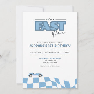Invitación Fast One First Birthday Race Car Invitation