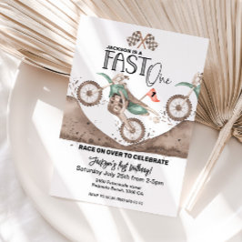 Invitación Fast ONE Green Dirt Bike primer cumpleaños