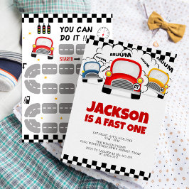 Invitación Fast One Modern Interactive Boy 1er cumpleaños
