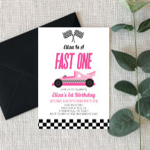 Fast One Pink Flame Race Car Primer Fiesta de cump