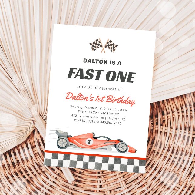 Invitación Fast One Race Car Boy 1st Birthday Invitation (Subido por el creador)