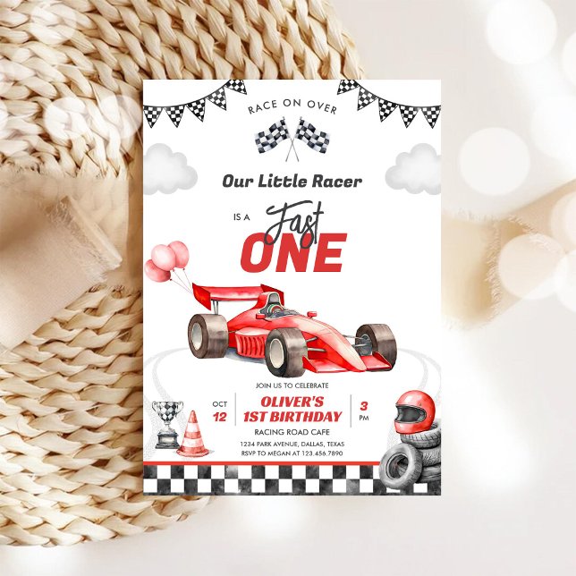 Invitación Fast One Race Car Boy 1st Birthday Invitation (Subido por el creador)