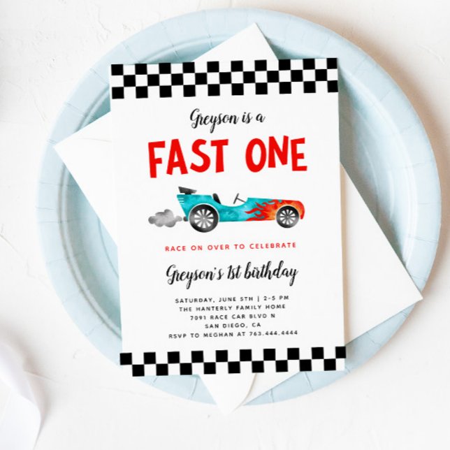 Invitación FAST ONE Race Car Boy Fiesta de cumpleaños (Subido por el creador)