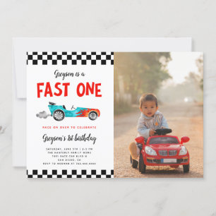 Invitación FAST ONE Race Car Boy Fiesta de cumpleaños 1ª foto